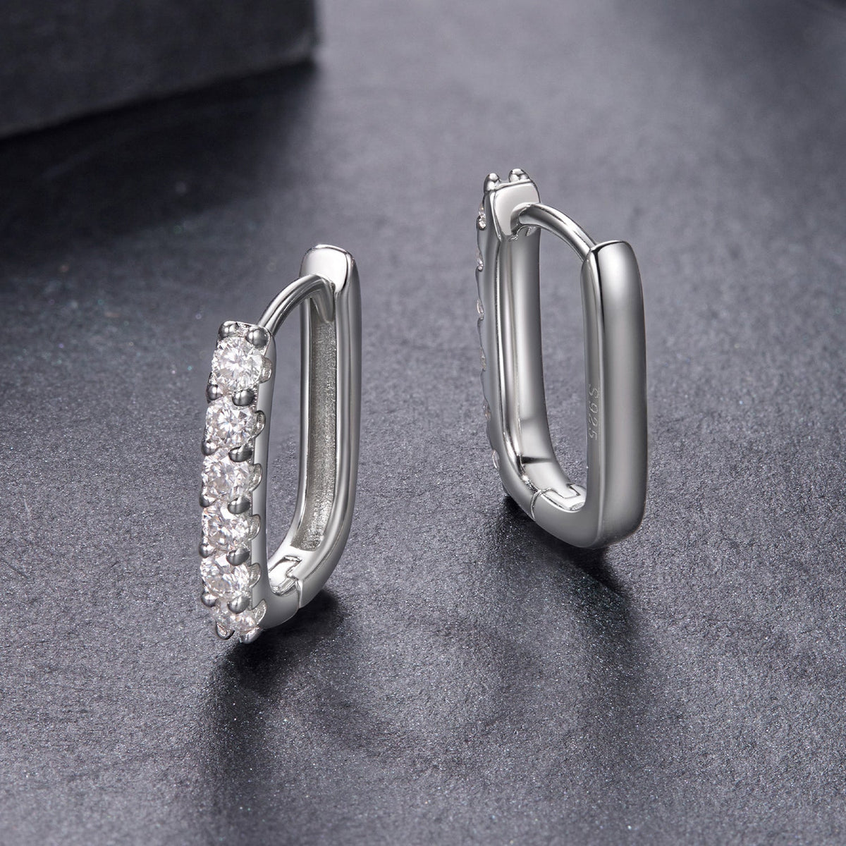 Sterling Silver Moissanite Hoop Earrings