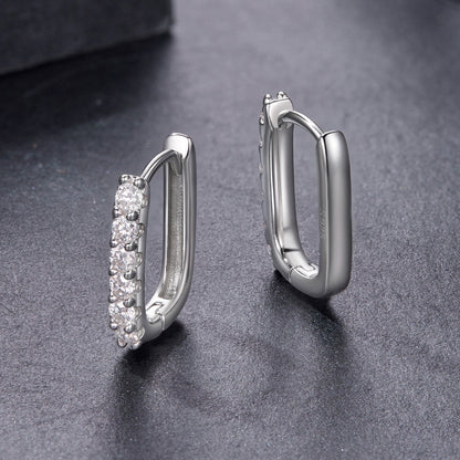 Sterling Silver Moissanite Hoop Earrings
