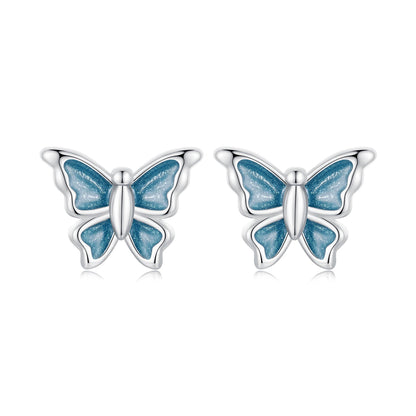 Sterling Silver Enamel Platinum-Plated Earrings