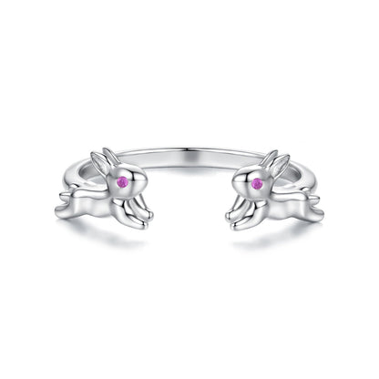 Sterling Silver Pavé CZ Rabbit Ring