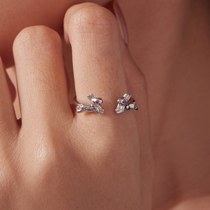 Sterling Silver Pavé CZ Rabbit Ring