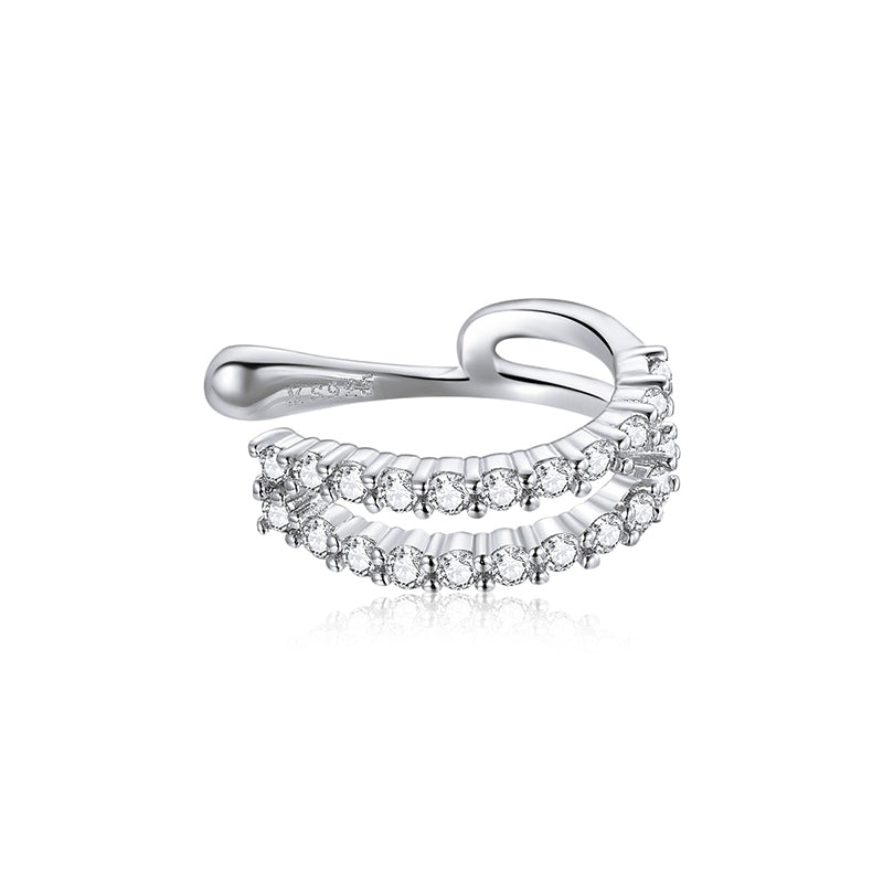 Sterling Silver Platinum Plated CZ Pavé Earrings