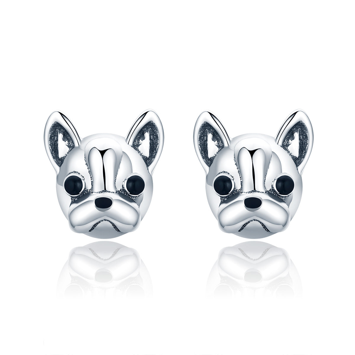 Silver Oxidized Enamel Stud Earrings