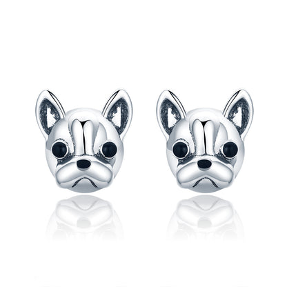 Silver Oxidized Enamel Stud Earrings