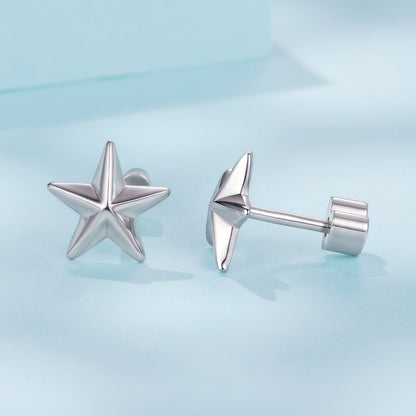 Sterling Silver White Gold Plated Stud Earrings
