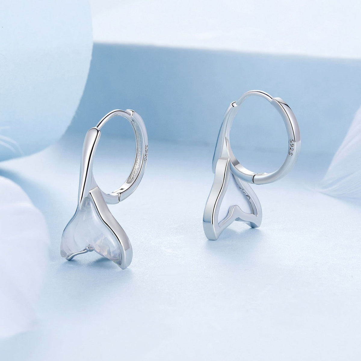 Sterling Silver Transparent Glass Drop Earrings
