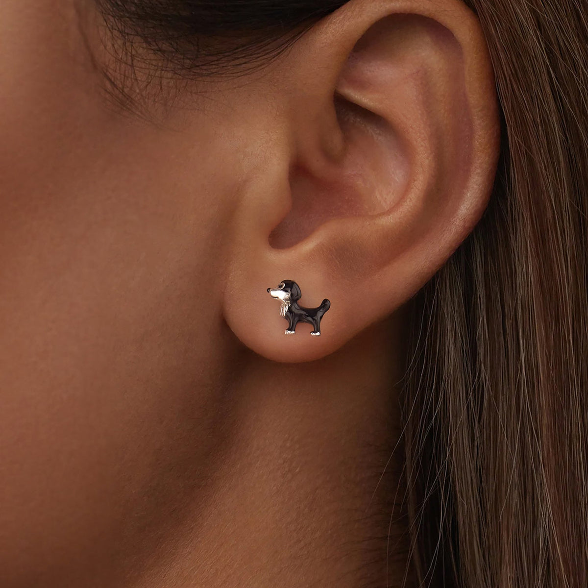 Sterling Silver Enamel Oxidized Earrings