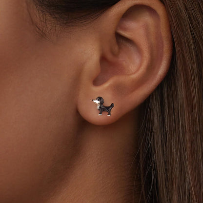 Sterling Silver Enamel Oxidized Earrings