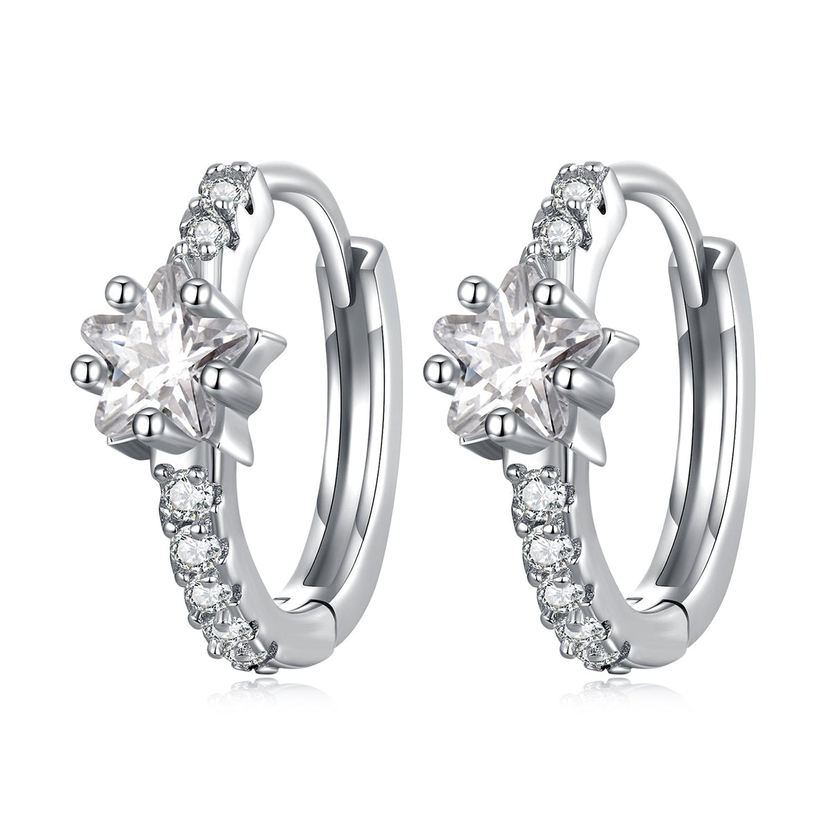 Pavé Cubic Zirconia Platinum Plated Hoop Earrings
