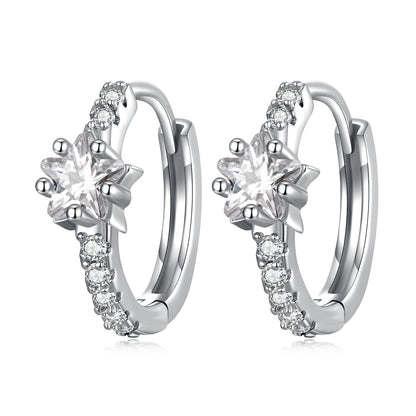 Pavé Cubic Zirconia Platinum Plated Hoop Earrings