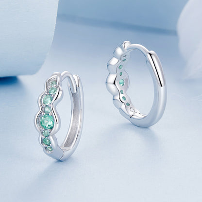Sterling Silver White Gold Plated Pave Cubic Zirconia Hoop Earrings