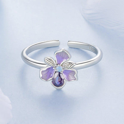 White Gold Plated Nano Opal and CZ Sterling Silver Ring