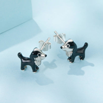 Sterling Silver Enamel Oxidized Earrings