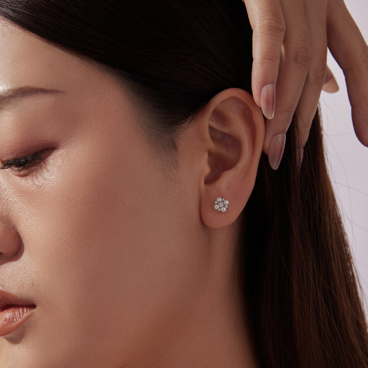Sterling Silver Moissanite & Freshwater Pearl Earrings
