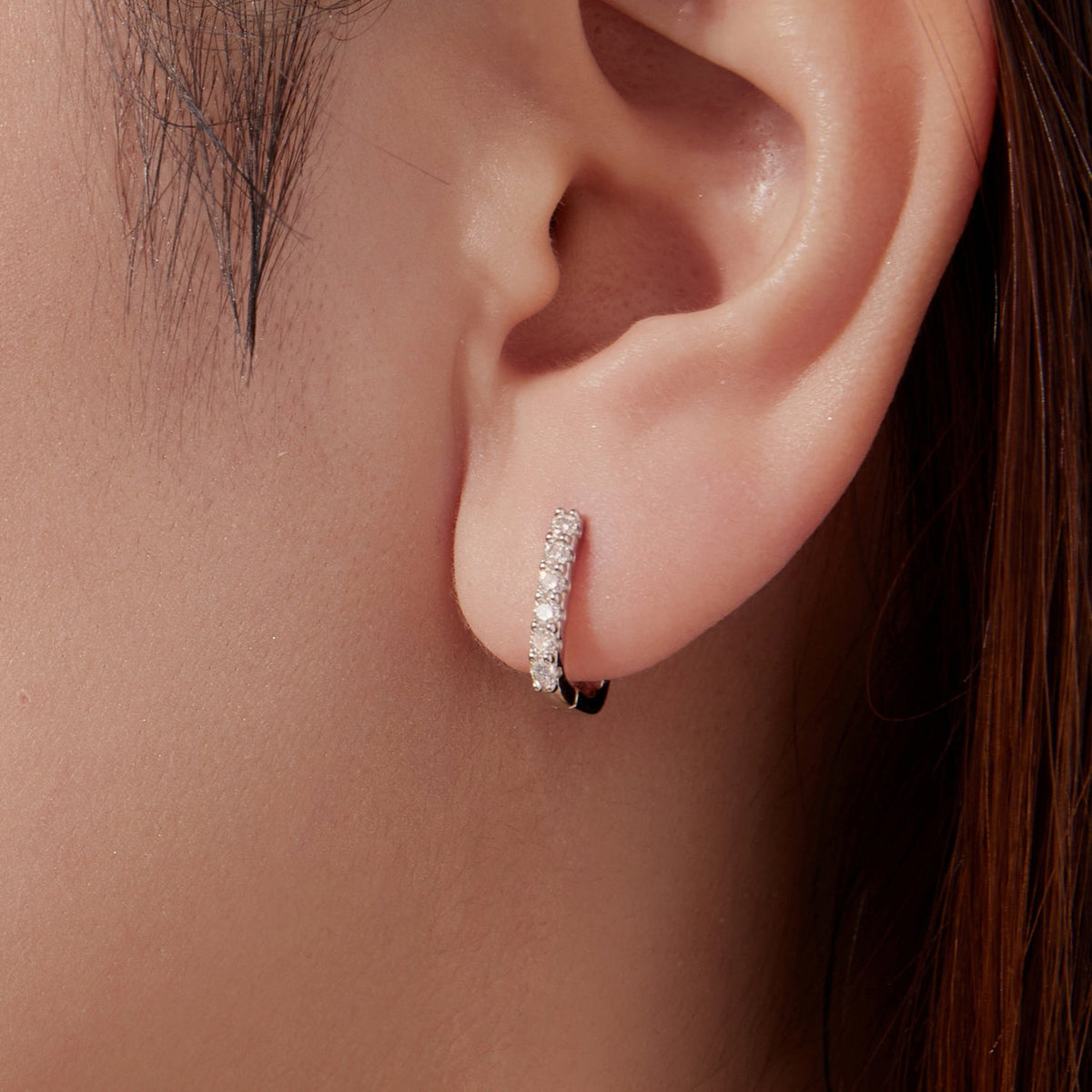 Sterling Silver Moissanite Hoop Earrings