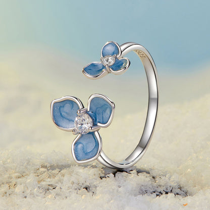 Sterling Silver Enamel and Pavé CZ Ring