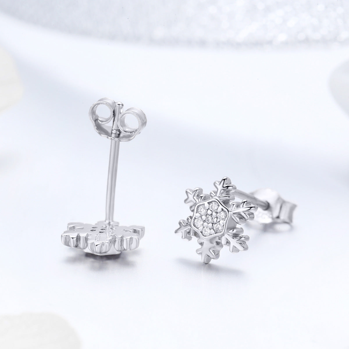 Sterling Silver CZ Pavé Stud Earrings