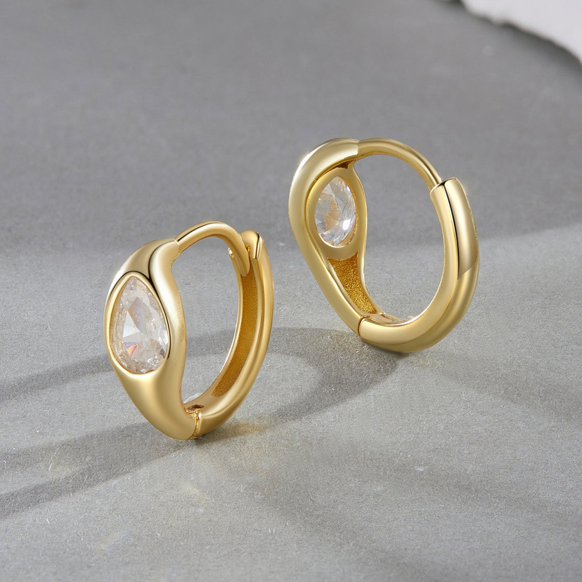 Sterling Silver Gold Plated Pave CZ Earrings