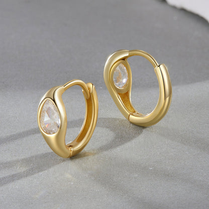 Sterling Silver Gold Plated Pave CZ Earrings