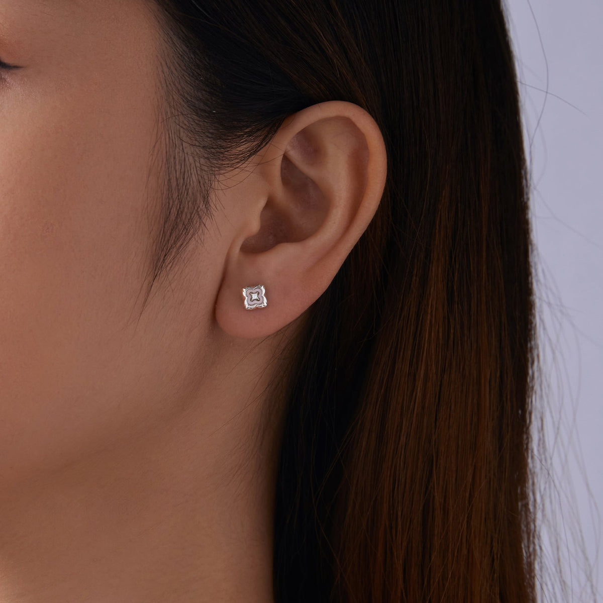 Sterling Silver Moissanite Nacre Stud Earrings