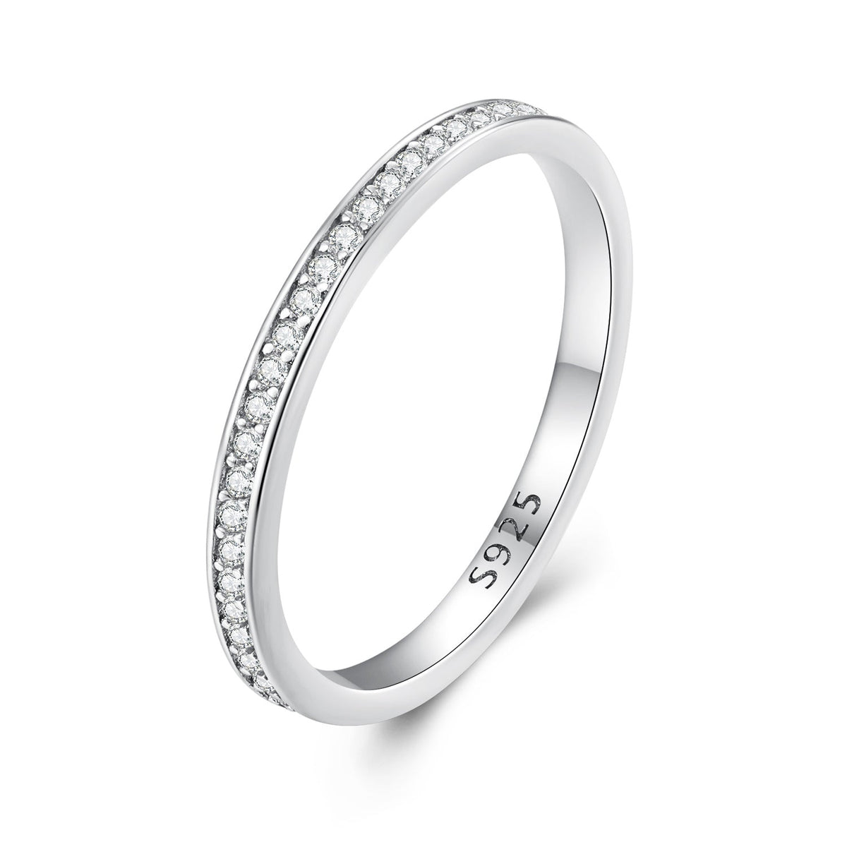 Sterling Silver Platinum Plated Moissanite Ring