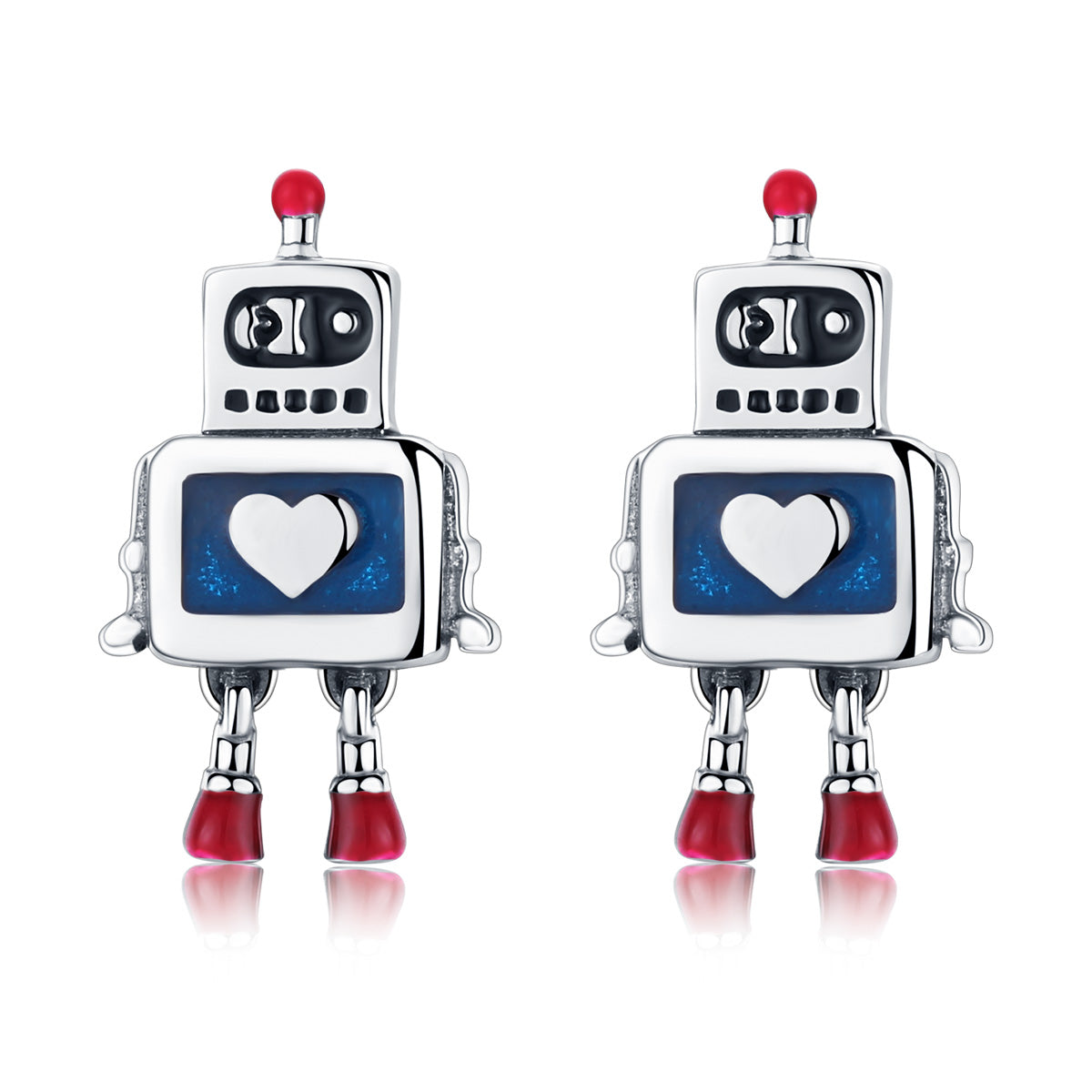 Sterling Silver Oxidized Enamel Earrings