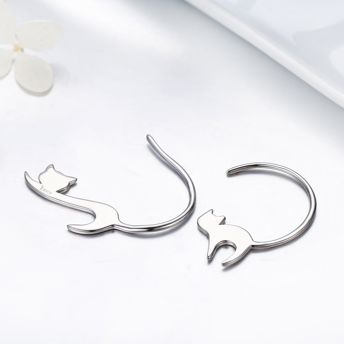 Sterling Silver Platinum Plated Drop Earrings