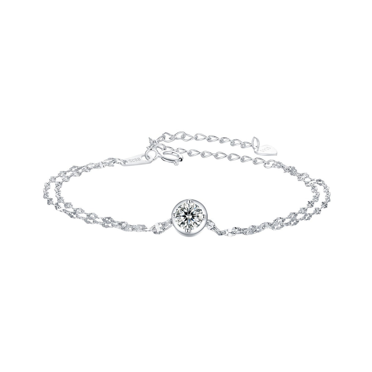 Sterling Silver White Gold Plated Moissanite Bracelet