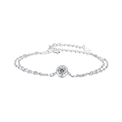 Sterling Silver White Gold Plated Moissanite Bracelet