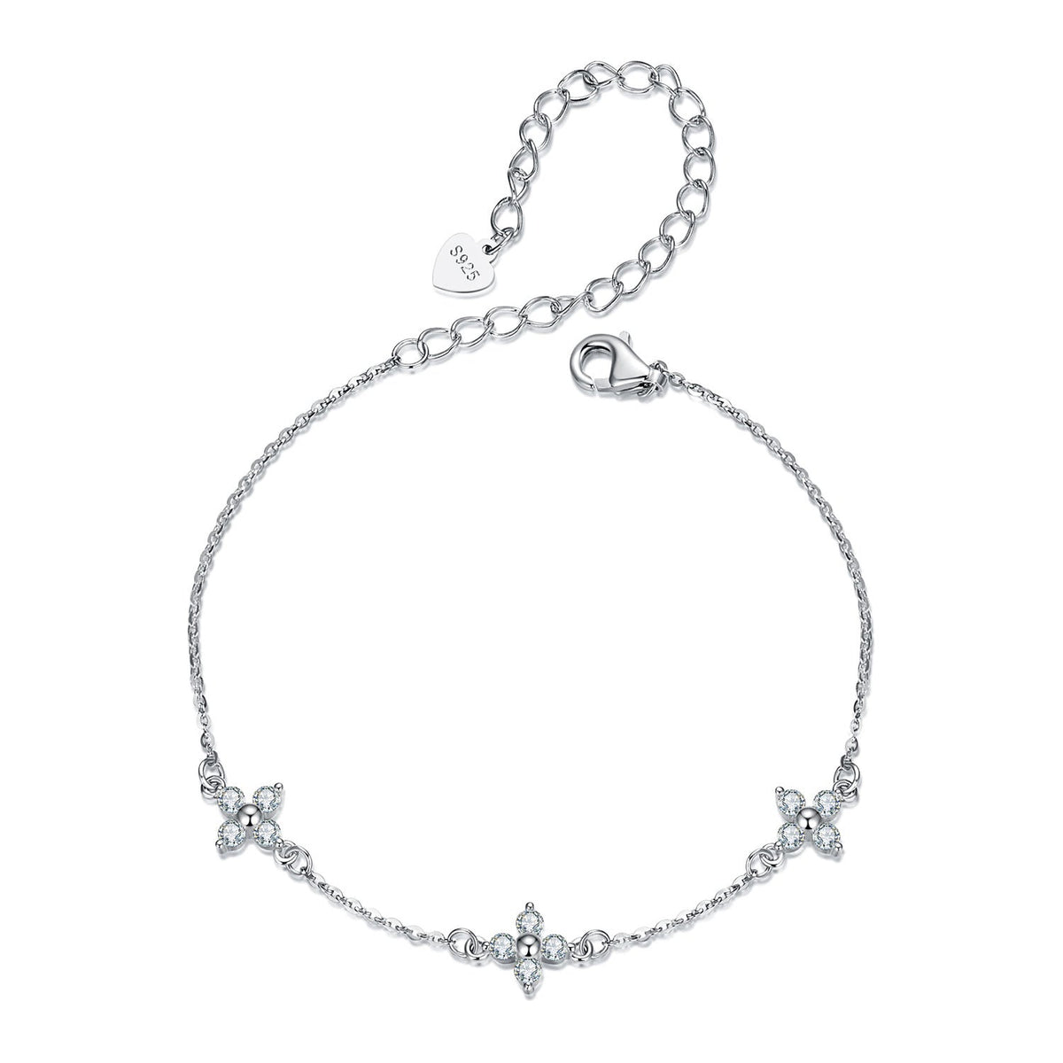 Sterling Silver & White Gold Plated Moissanite Bracelet