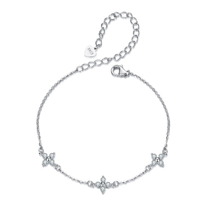 Sterling Silver & White Gold Plated Moissanite Bracelet