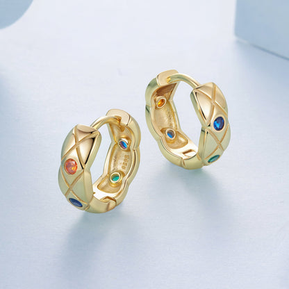 Sterling Silver Pavé Cubic Zirconia Hoop Earrings