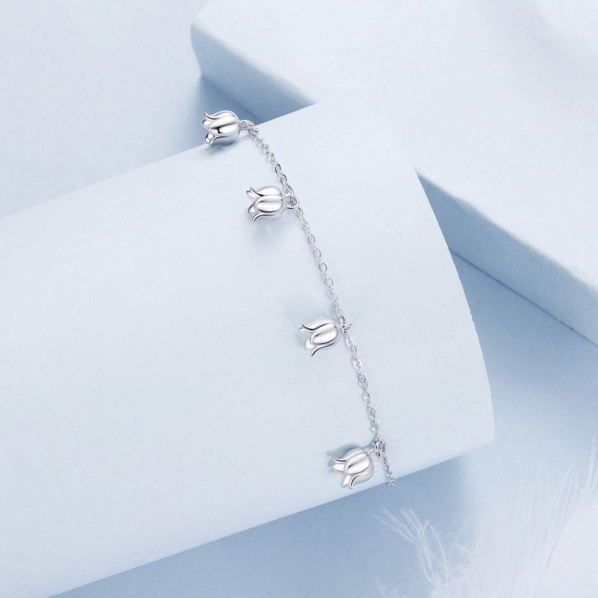 Sterling Silver White Gold Plated Pendant Bracelet