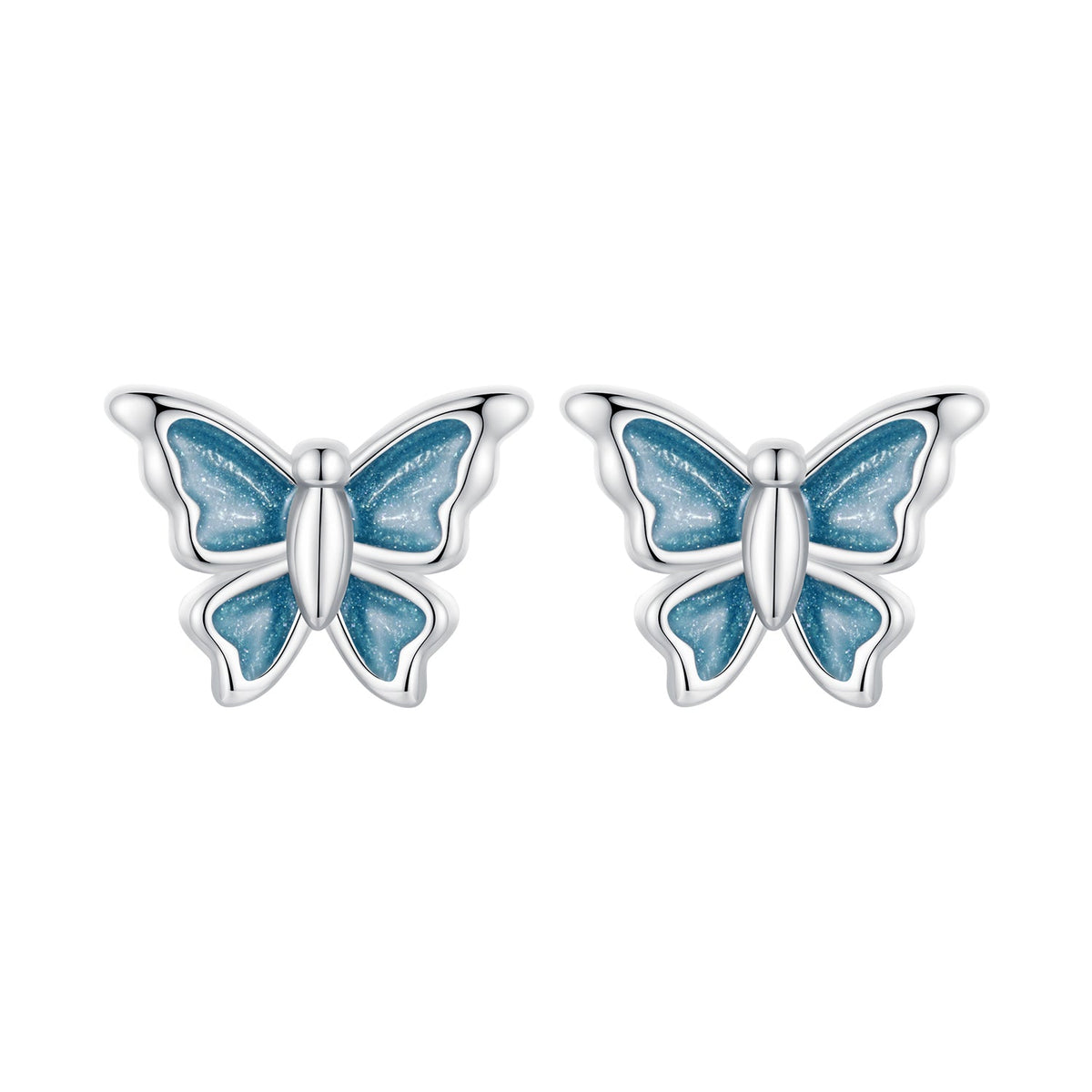 Sterling Silver Enamel Platinum-Plated Earrings