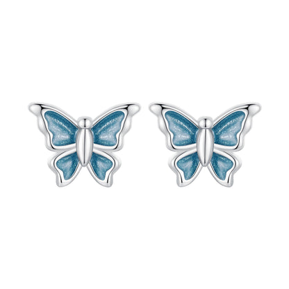 Sterling Silver Enamel Platinum-Plated Earrings