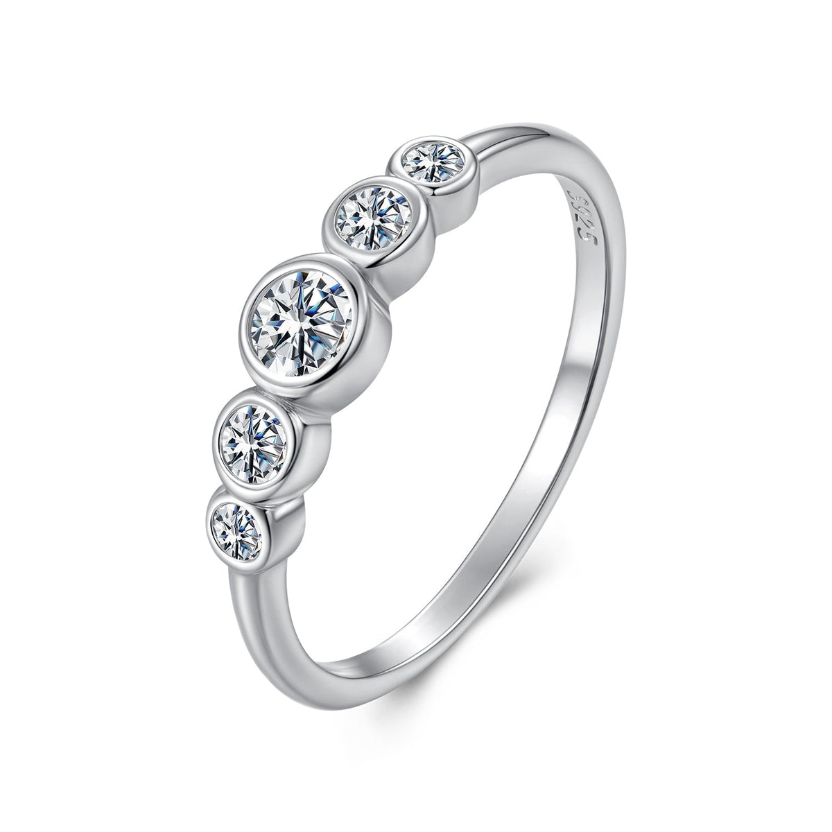 White Gold Plated 925 Sterling Silver Moissanite Ring