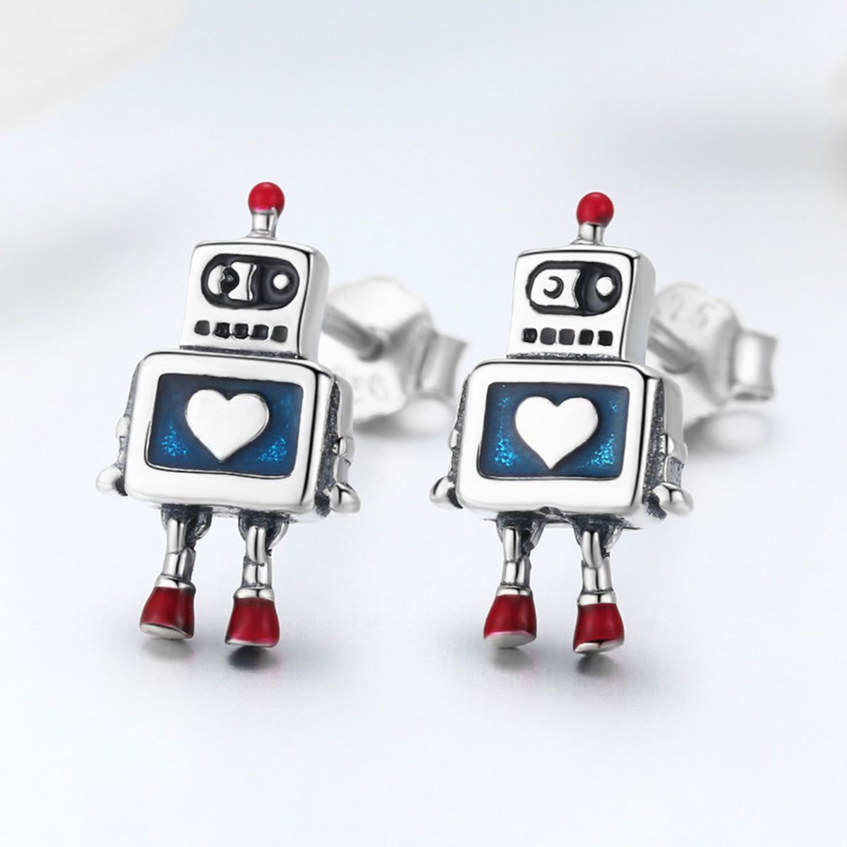 Sterling Silver Oxidized Enamel Earrings