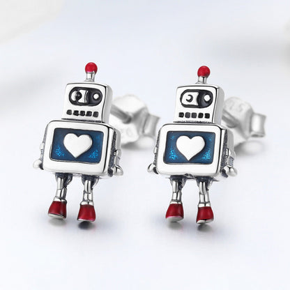Sterling Silver Oxidized Enamel Earrings