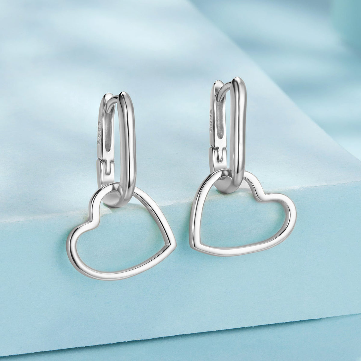 Sterling Silver Oxidized Silver Love Pendant Drop Earrings