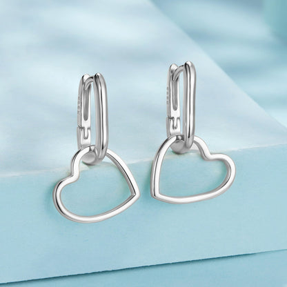 Sterling Silver Oxidized Silver Love Pendant Drop Earrings