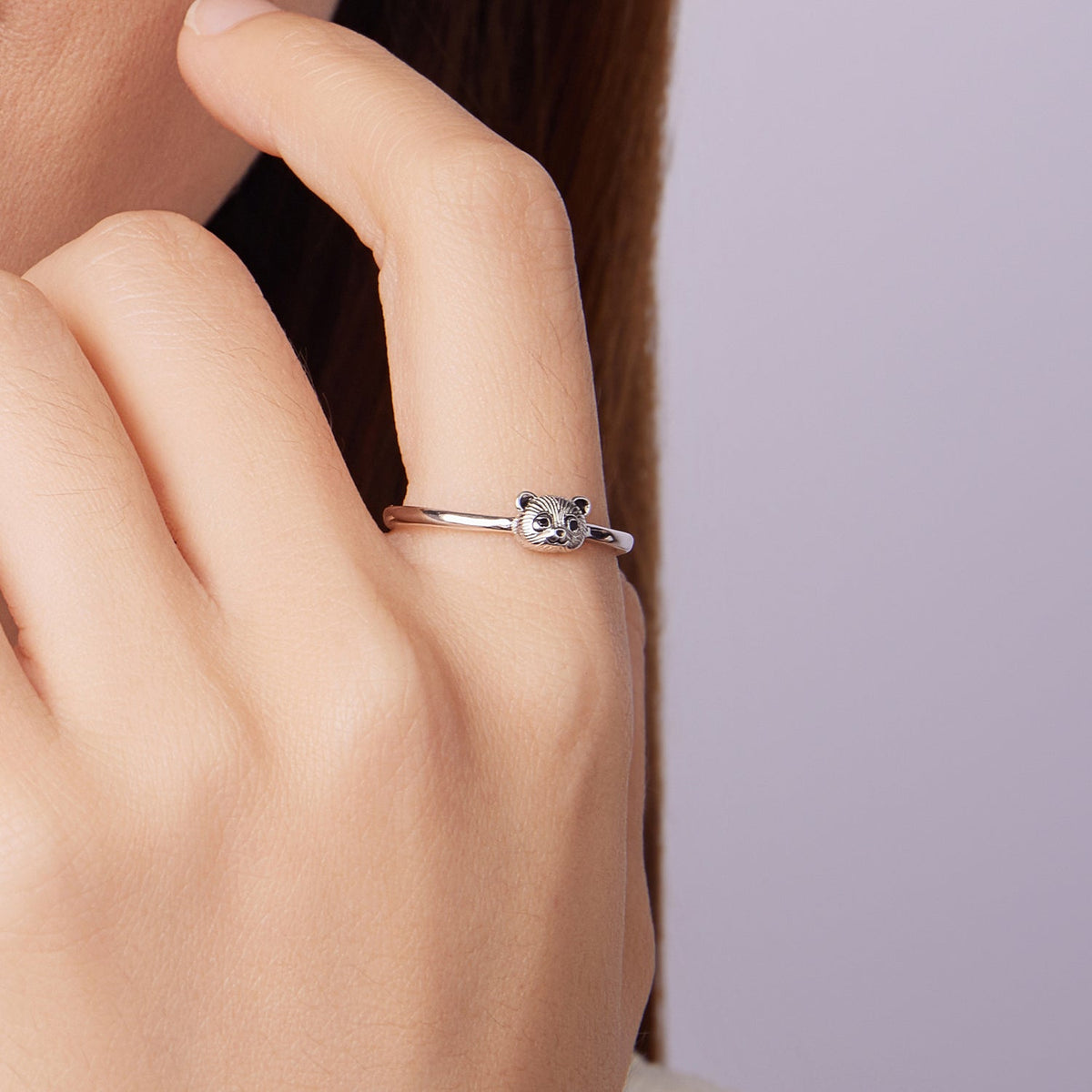 Sterling Silver Enamel Bear Ring
