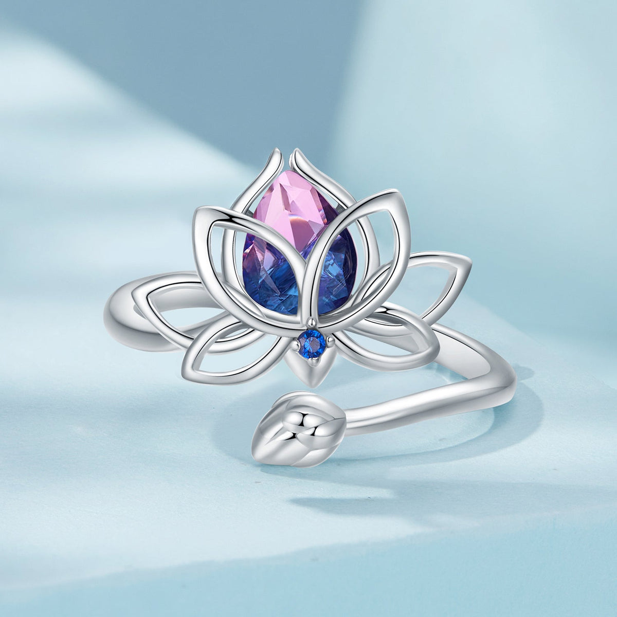 Sterling Silver Pavé CZ & Synthetic Tourmaline Ring