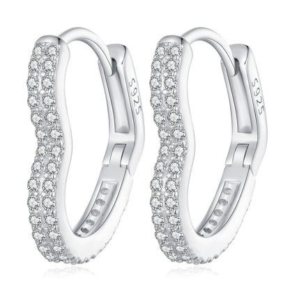 Sterling Silver Cubic Zirconia Pave Hoop Earrings