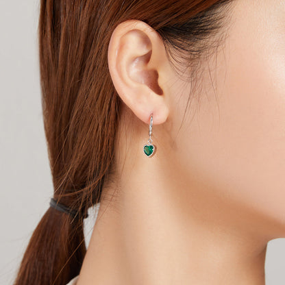 Sterling Silver Pavé CZ Snake and Love Drop Earrings