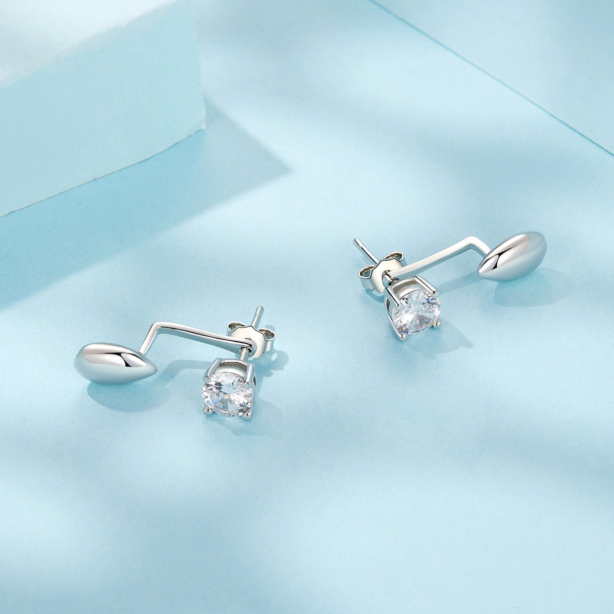 Sterling Silver White Gold Plated Pavé CZ Earrings