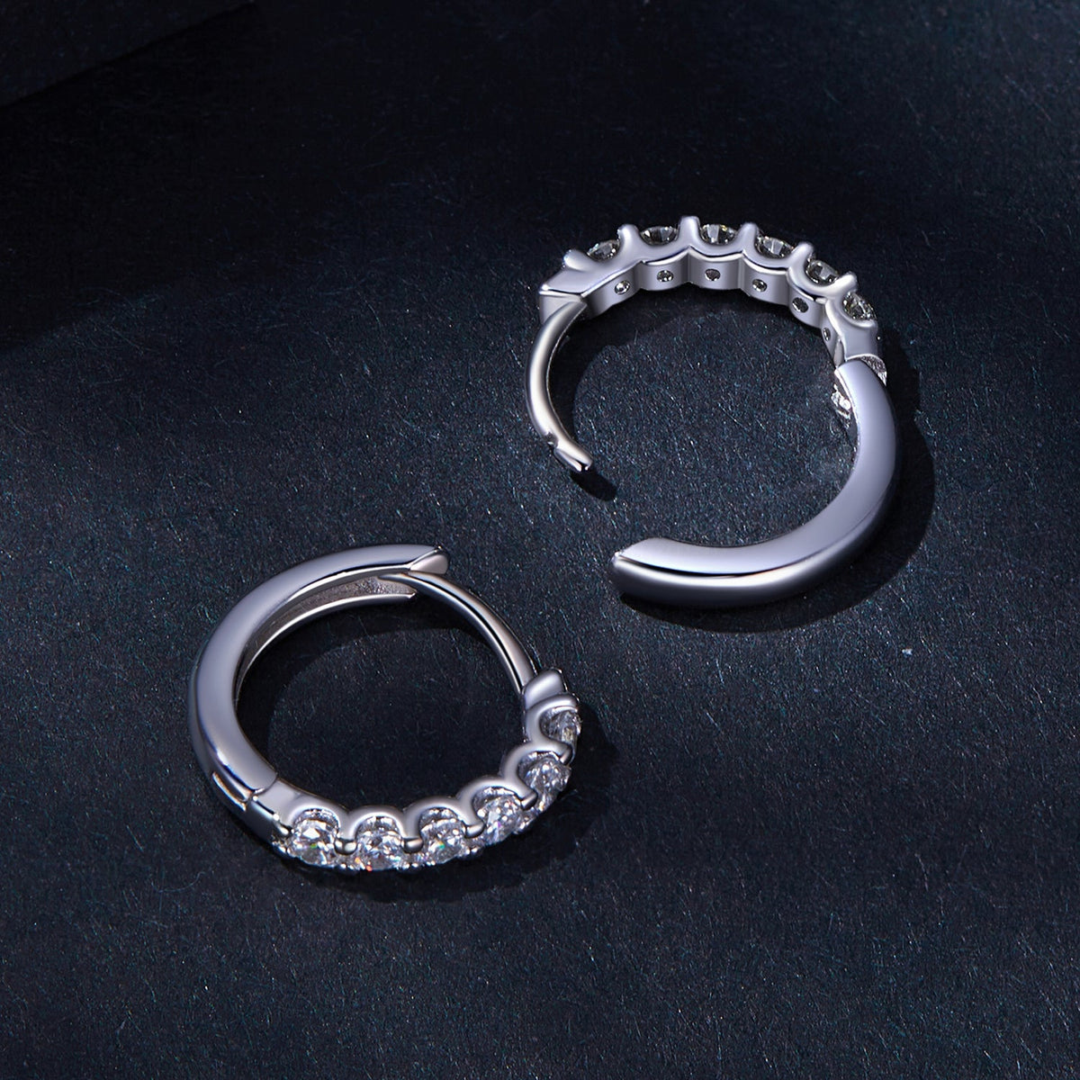 Sterling Silver Moissanite Hoop Earrings