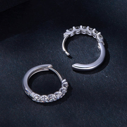 Sterling Silver Moissanite Hoop Earrings