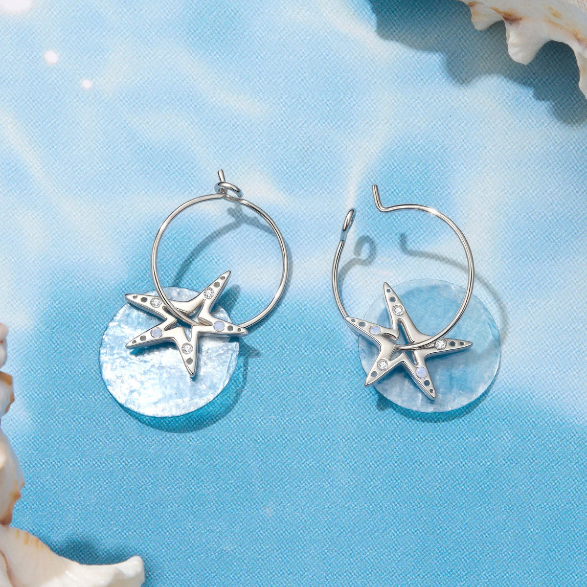 Sterling Silver Nano Opal and CZ Hoop Earrings