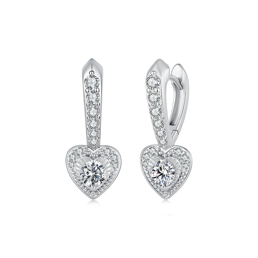 Sterling Silver Moissanite and Pavé Cubic Zirconia Hoop Earrings