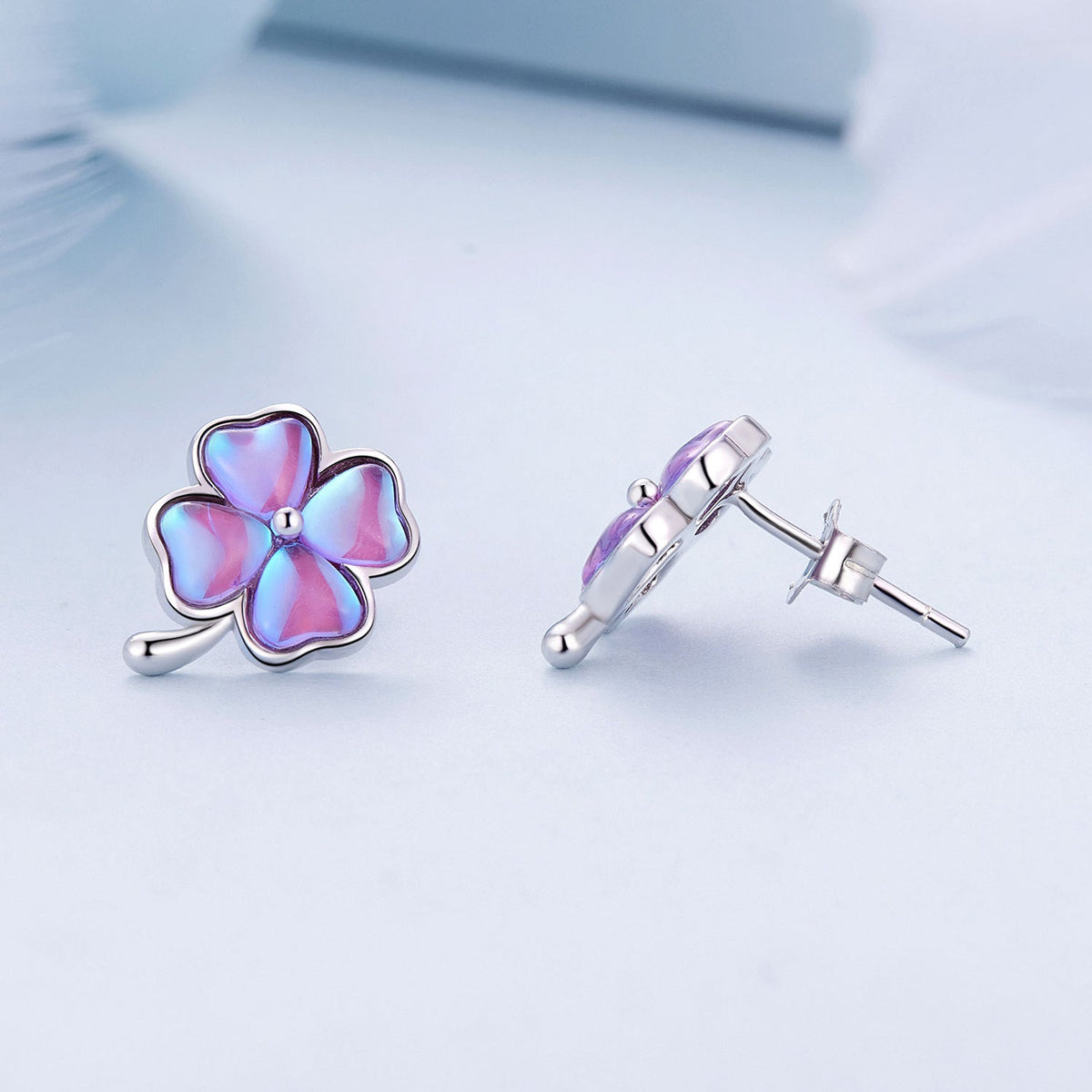 Sterling Silver Transparent Glass Earrings